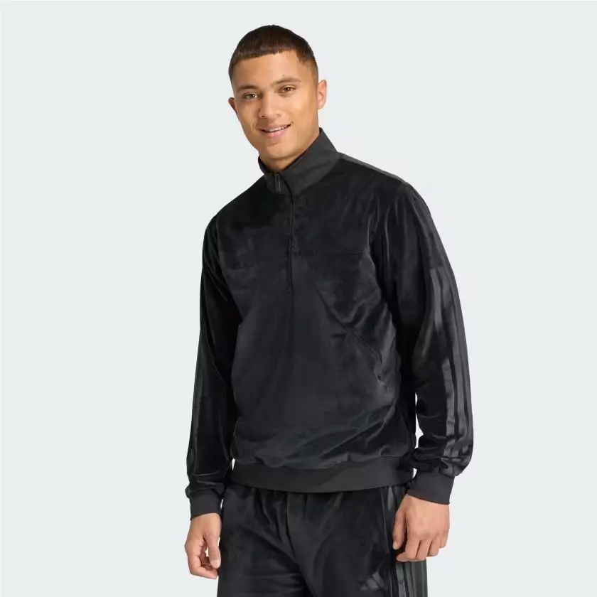 Adidas Men`s Sportswear Velour Half-zip Track Jacket JW0258