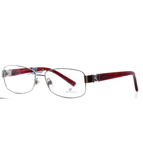 Swarovski Atlantide SW 5017 016 Silver Red Womens Rectangle Eyeglasses 55-15-135