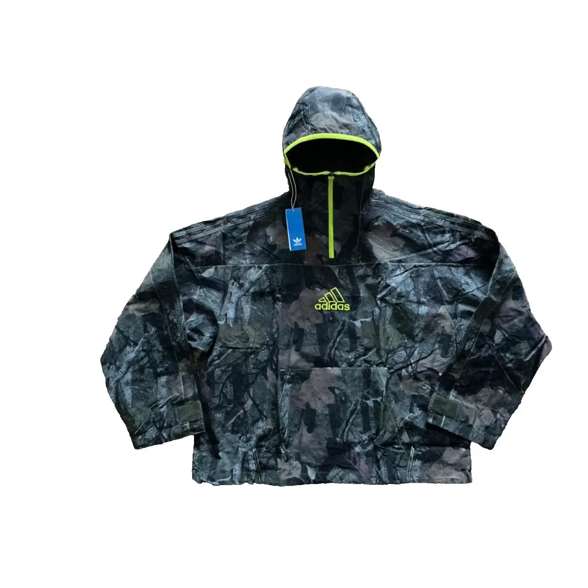 Adidas Woven Strata Camouflage 1/4 Zip Hooded Jacket Mens Size XL -rt