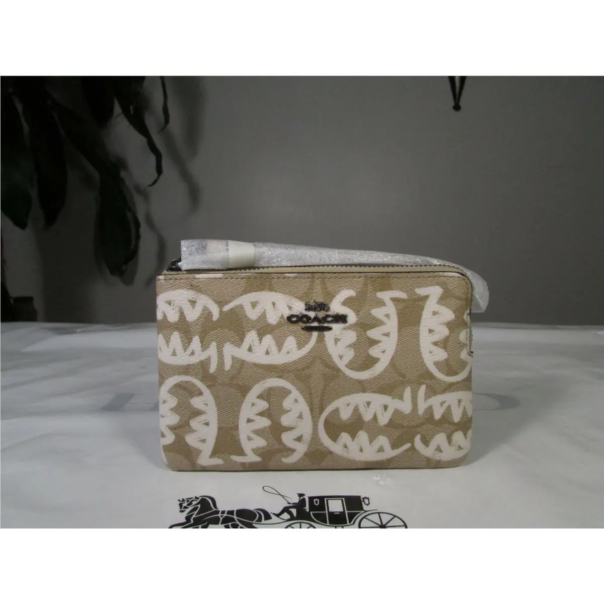 Canvas Guang Yu Signature Corner Zip Wristlet 4406 Light Khaki / Chalk Multi by Coach