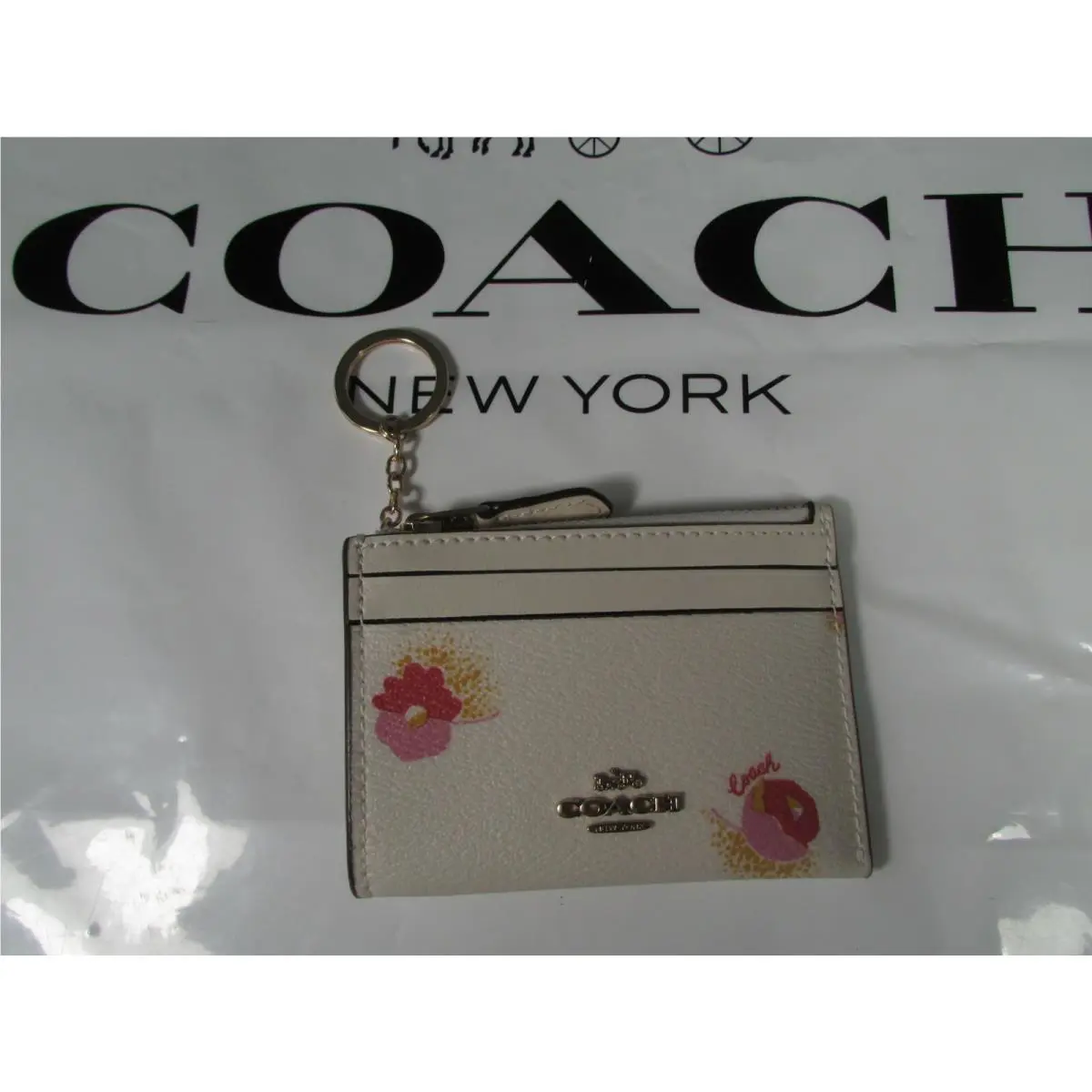 Coated Canvas Mini Skinny ID Case Wallet C7680 C7681 C6038 Chalk Multi by Coach