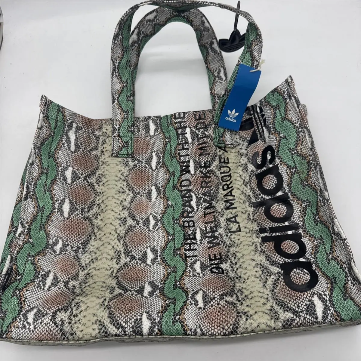Adidas Originals Mock Snake Print Shopper Bag Tote with Charm H32365