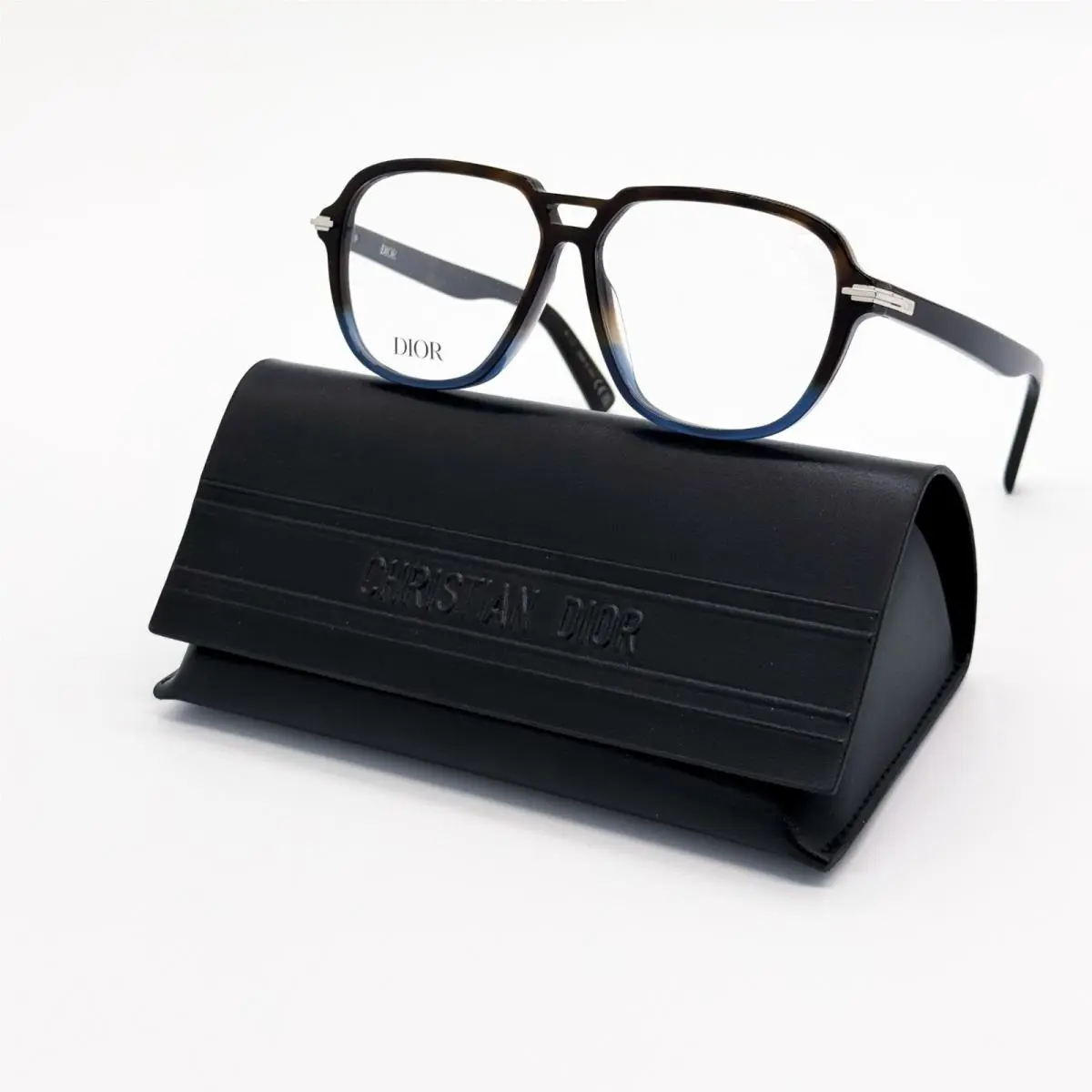 Dior Eyeglasses Diorblacksuito AI 2800 Aviator Havana Blue Men Eyewear