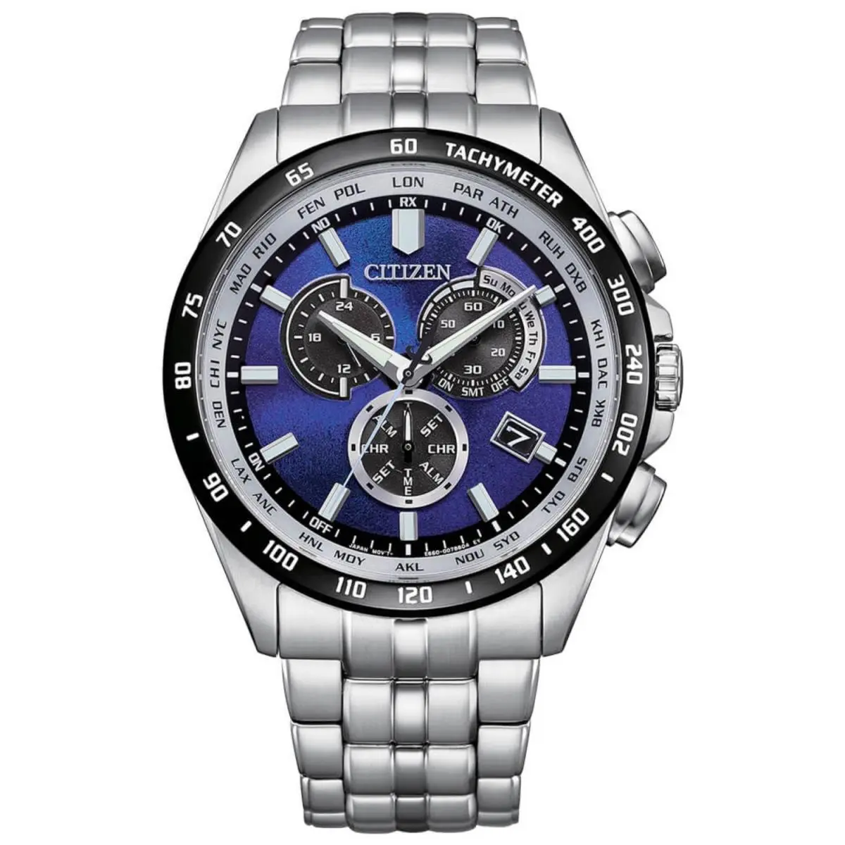 Citizen Men`s Eco-drive Blue Dial Watch - CB5874-81L - Dial: Blue, Band: Silver