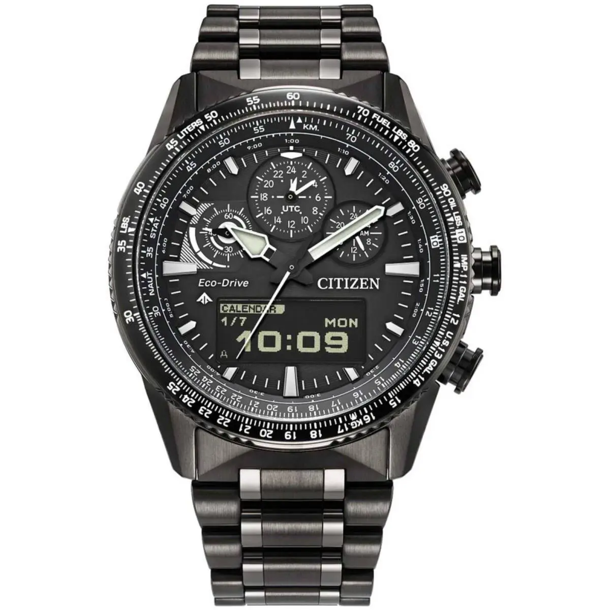 Citizen Promaster Skyhawk U830 Analog-digital Black Dial Men`s Watch JV2005-58E - Black, Dial: Black, Band: Black