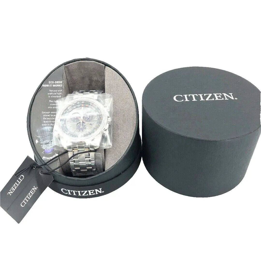 Citizen Eco Drive Wristwatch Mens Silver Band Gray