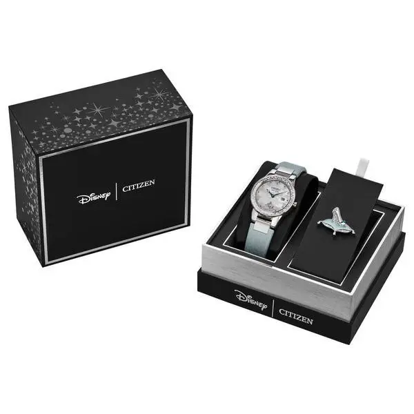 Citizen GA1077-46D Eco Drive Disney Cinderella Ladies Watch with P Set - Dial: Mother-of-pearl, Bezel: Silver