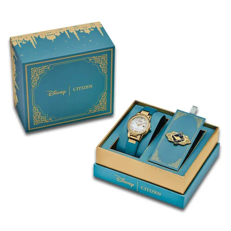 Citizen GA1072-07D Jasmine Aladdin Disney Princess Crystal Watch Pin Gift Set