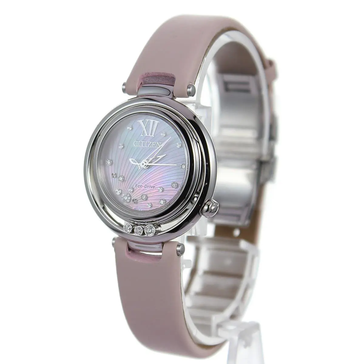 Citizen Eco Drive Mother OF Pearl Sunrise Diamond Pink Watch EM1040-09Y