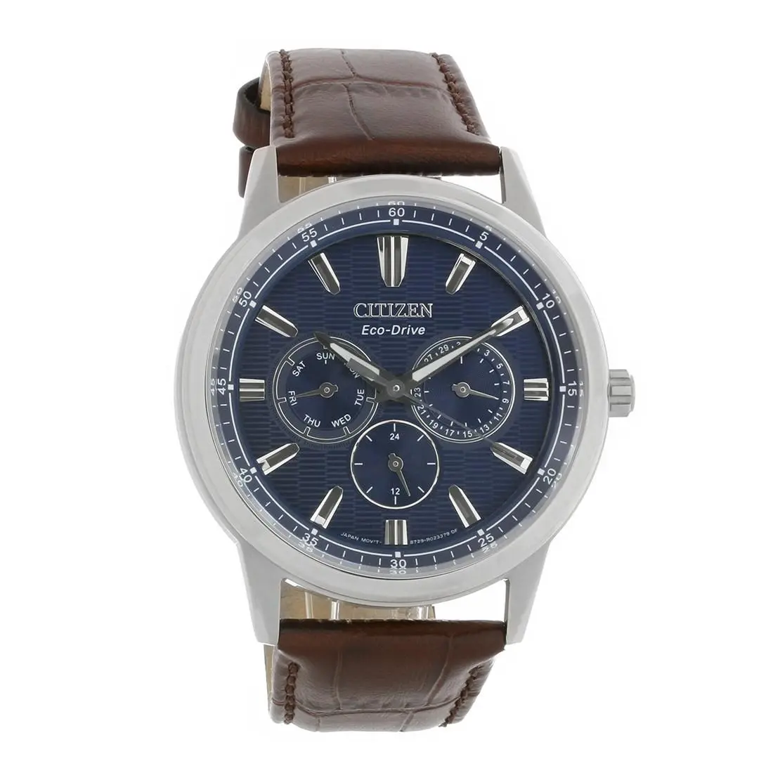 Citizen Corso Multifunction Men`s Eco-drive Watch BU2070-12L - Face: Blue, Dial: Blue, Band: Brown