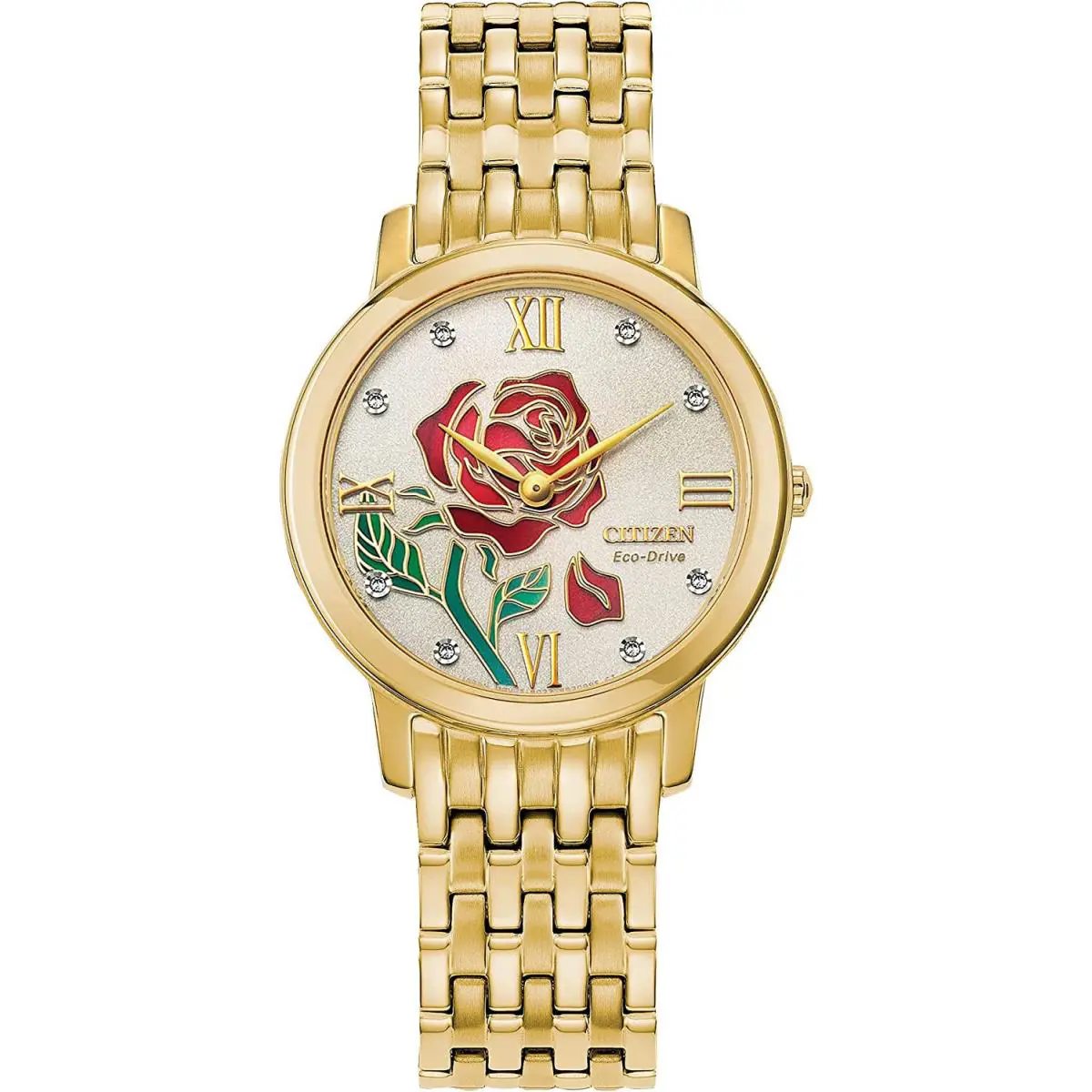 Citizen EX1492-59W Belle Rose Icon Diamond Dial Disney Princess Women`s Watch
