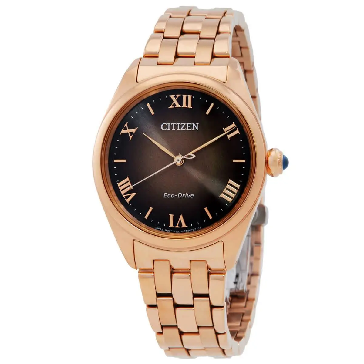 Citizen L Classic Eco-drive Brown Dial Ladies Watch EM1143-81Z - Brown, Dial: Brown, Band: Rose Gold-tone