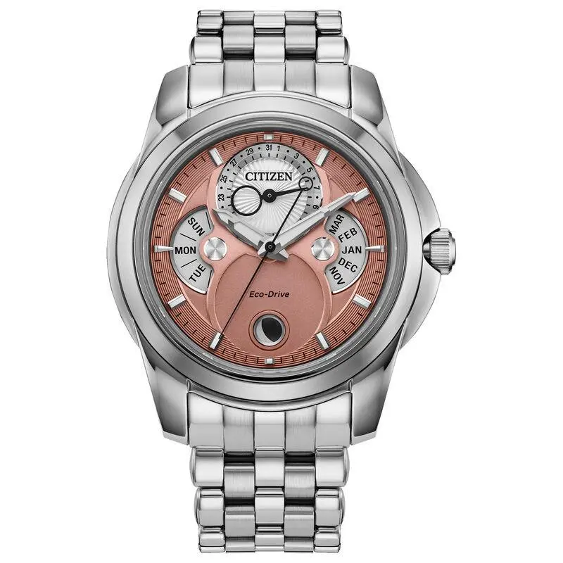 Calendrier Salmon Sapphire Dial Day Date Month Men`s Watch BU0080-52X by Citizen