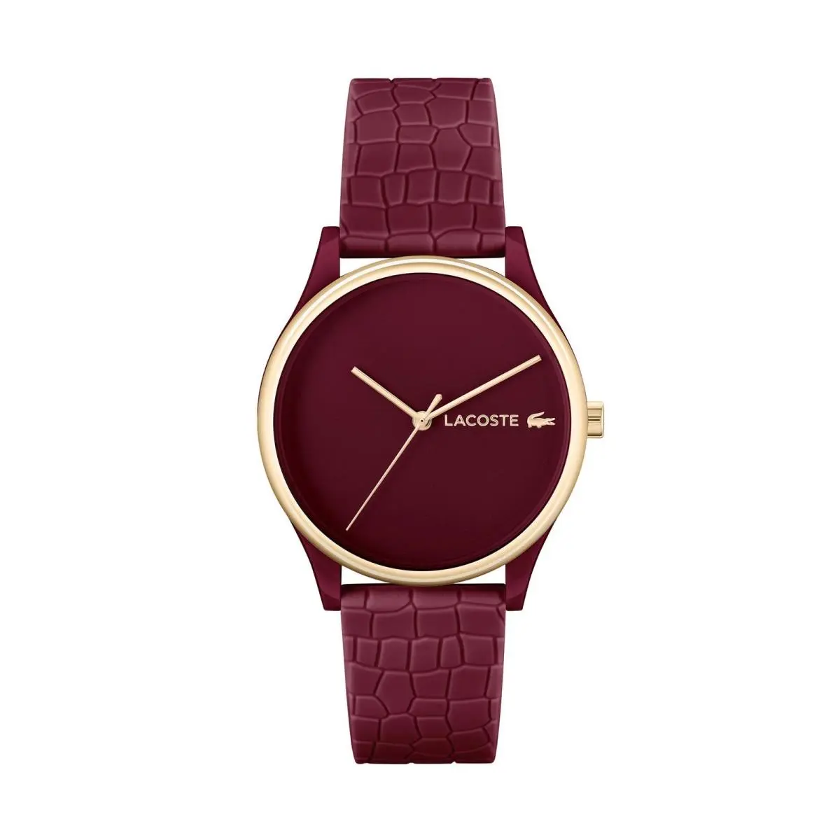 Lacoste 2001283 Crocorigin Quartz Silicone Women`s Watch 36 mm Burgundy