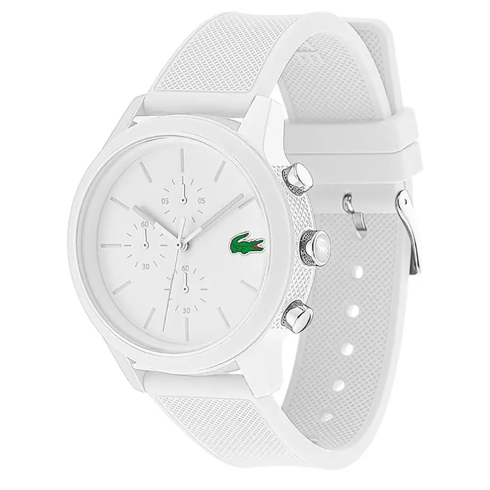 Lacoste Men`s TR90 Case Quartz with Silicon Strap Water Resistent Watch White