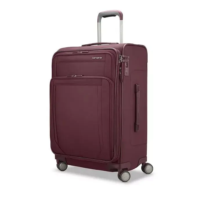 Samsonite Merlot Polyester Lineate Dlx Med 25 Expandable Spinner Suitcase B1126