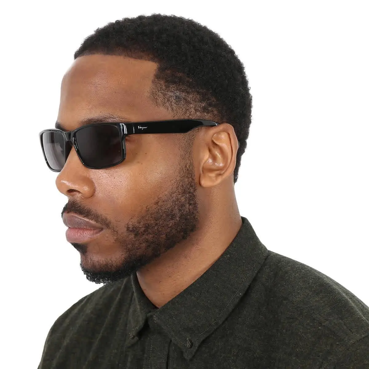 Salvatore Ferragamo Grey Rectangular 58 mm Men`s Sunglasses SF960S 001 58