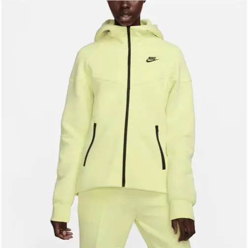 Nike clothing - Nike Sportswear Tech Fleece Windrunner Women`s Full-Zip Hoodie - FB8338-331 - Luminous Green/Black 3