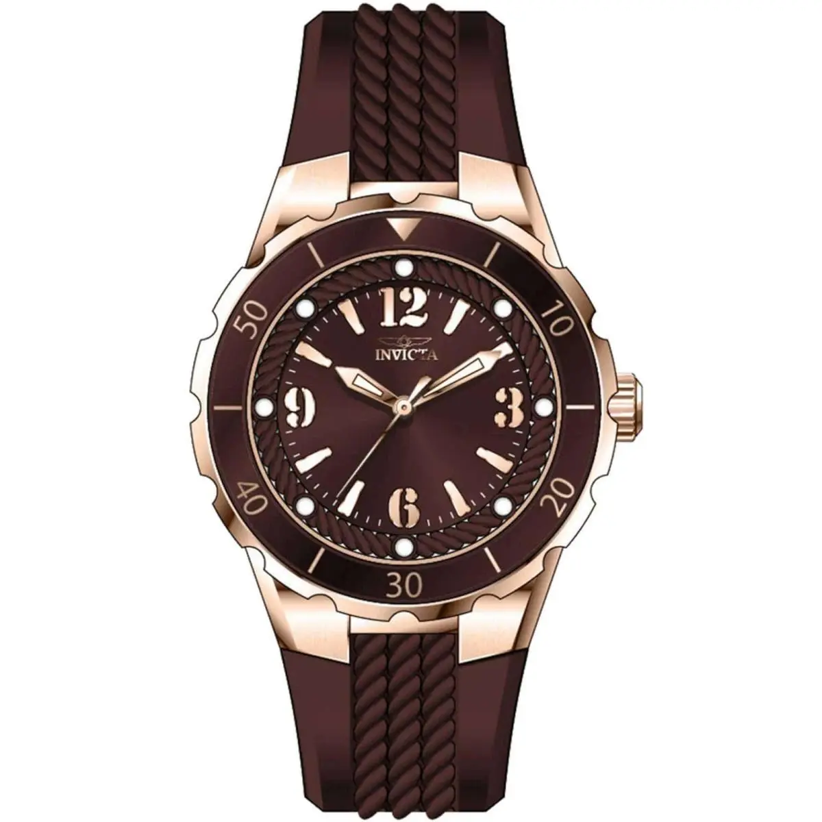 Invicta Women`s Watch Angle Quartz Dark Brown Dial Silicone Rubber Strap 40312
