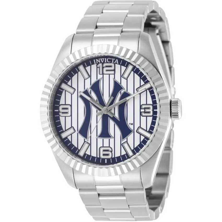 Invicta Specialty Mlb York Yankees Edition Men’s 43mm 49862 W/tags - Dial: Silver, Brass, White, Blue, Band: Silver, Bezel: Silver