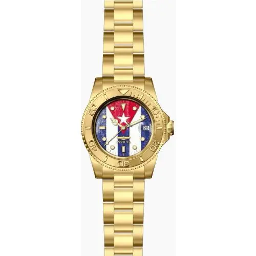 Invicta Pro Diver Automatic Cuba Edition Men`s 40mm Gold Pro Diver Watch 45617