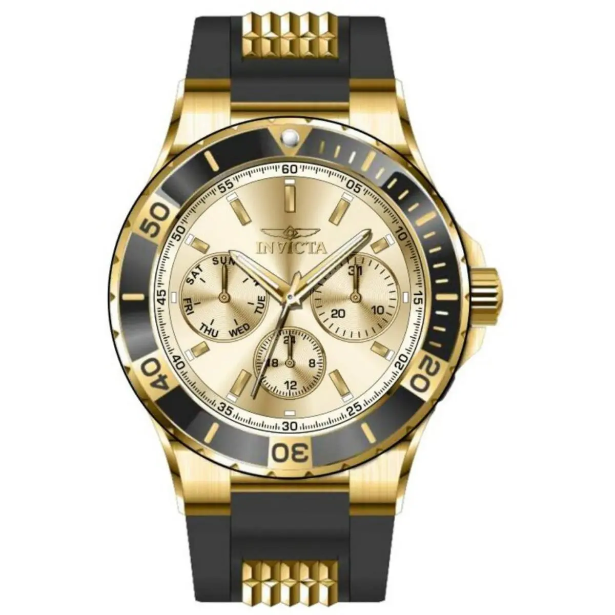 Women`s Watch Aviator Quartz Chronograph Gold Tone Dial Strap 49892 by Invicta