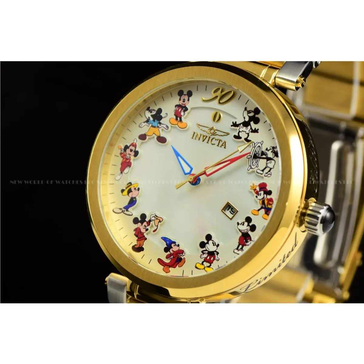 Invicta Disney Mickey Mouse Limited Edition 45mm Gold Dial Watch w Box Men