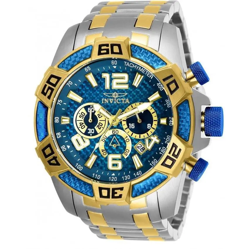 Invicta 25855 Mens 50mm Pro Diver VD53 Quartz Blue Dial Chronograph SS Watch