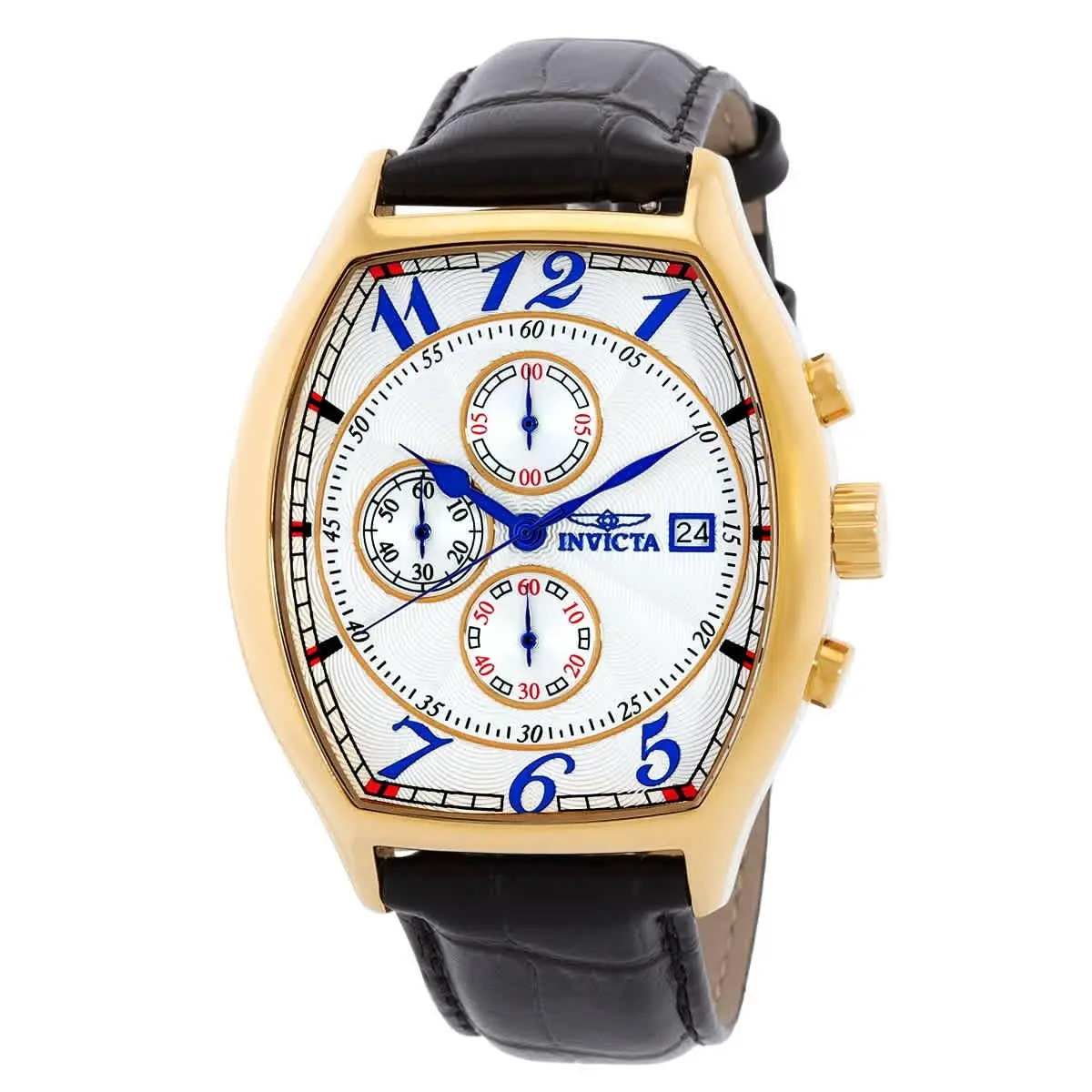 Invicta Specialty Chronograph Quartz White Dial Men`s Watch 14330 - Black / Blue / Gold / White, Dial: White, Band: Black