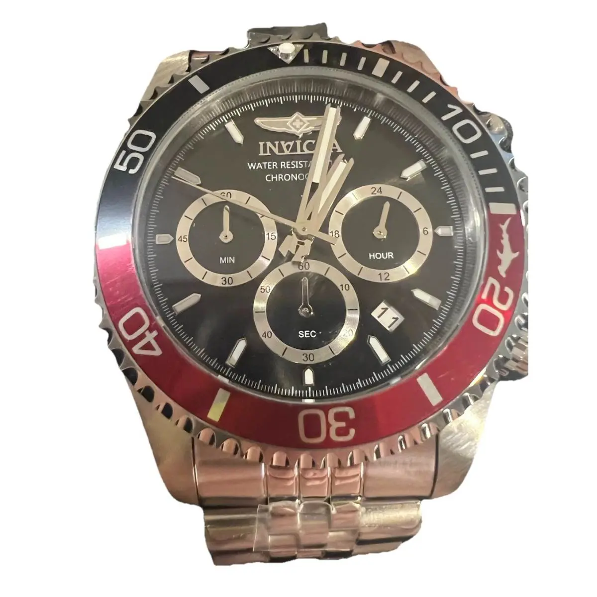 Invicta Pro Diver Mens Watch 49838 Chronograph Gmt Quartz Black Dial Coke Bezel