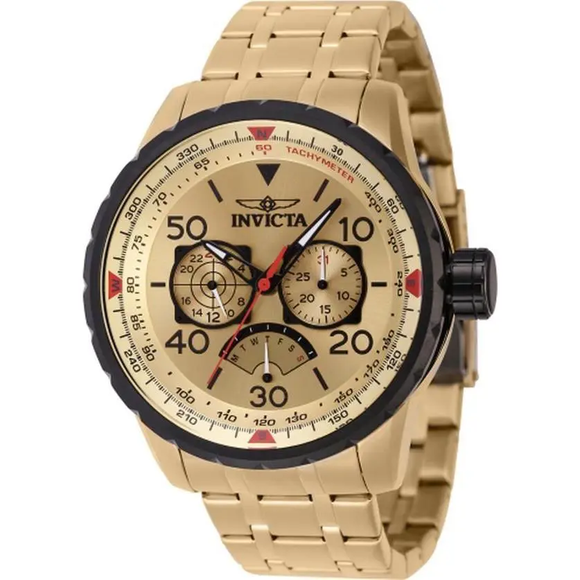 Invicta Aviator 46984 Mens 48mm Black Dial Quartz Stainless Steel Watch