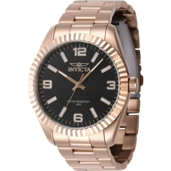 Invicta Specialty47461 Men 43mm Stainless Steel Rose Gold Black Dial PC21 Quartz