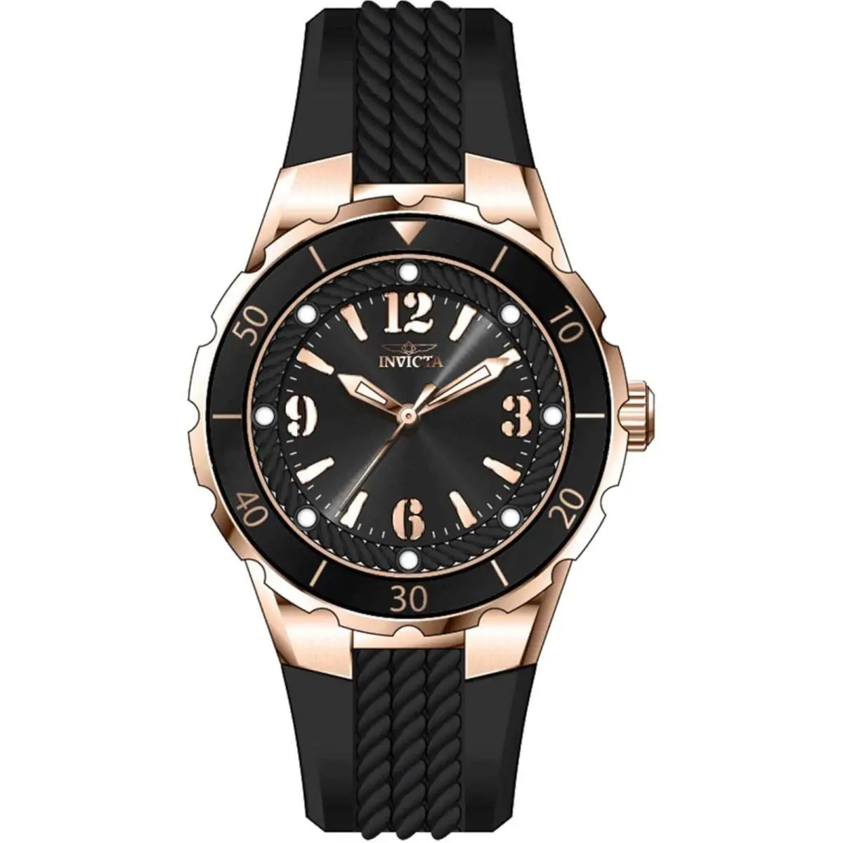 Invicta Women`s Watch Angle Quartz Rotating Bezel Silicone Rubber Strap 40313