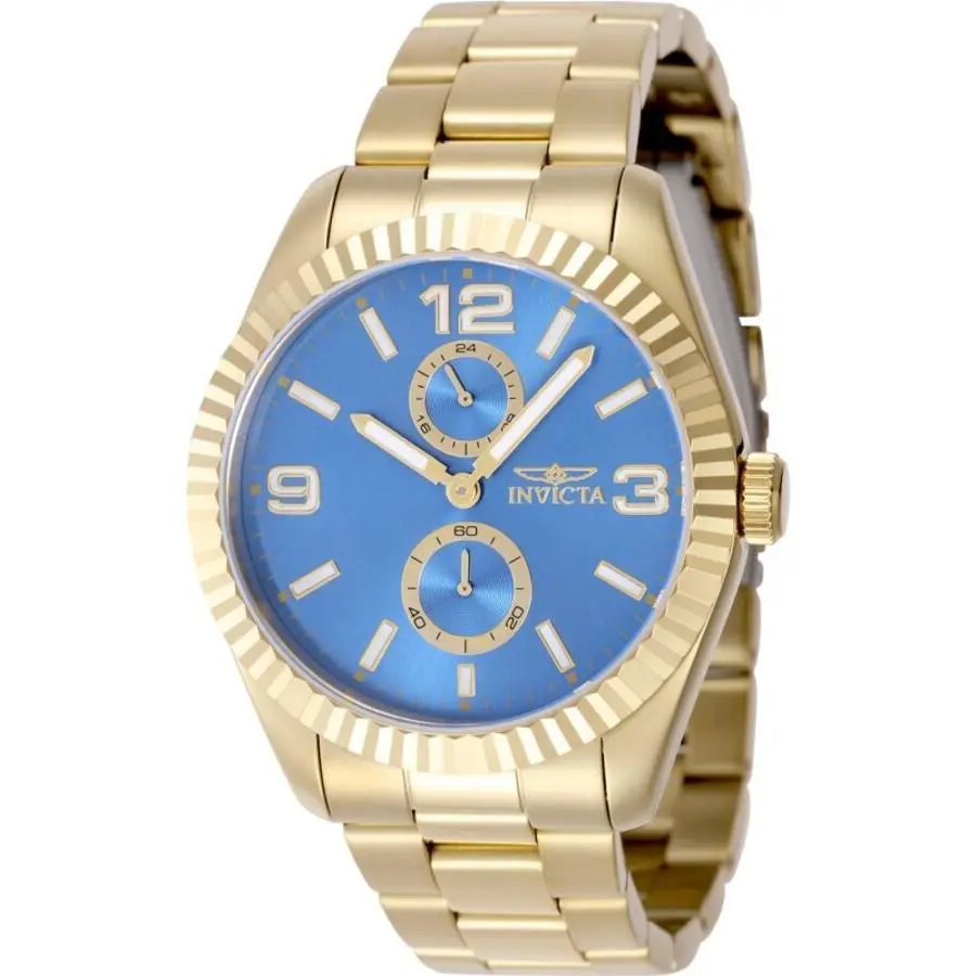 Invicta Specialty Quartz Blue Dial Men`s Watch 49532 - Dial: Blue, Band: Gold-tone, Bezel: Gold-tone