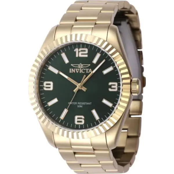 Invicta Specialty 47459 Men 43mm Stainless Steel Gold Green Dial PC21 Quartz