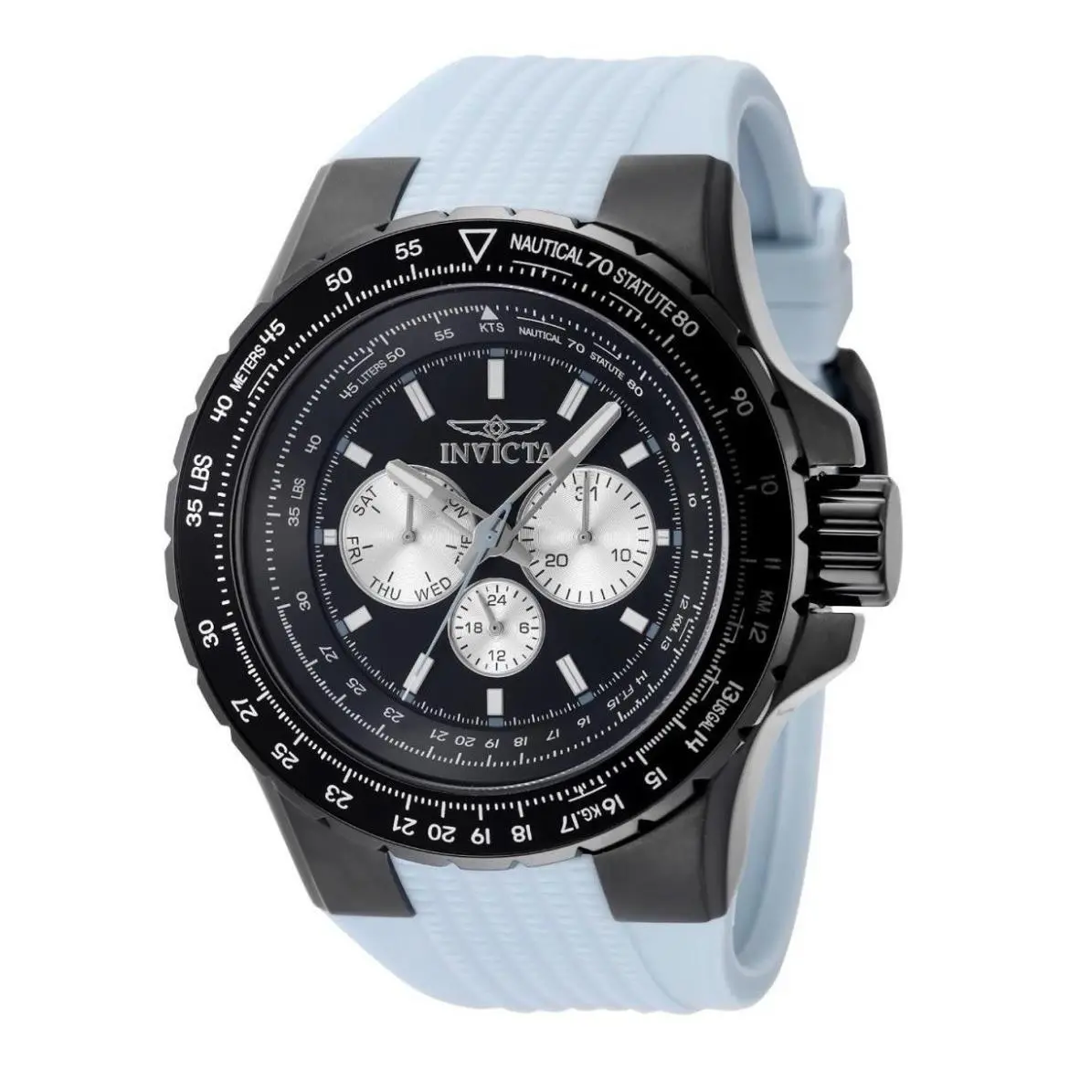 Invicta Aviator Skyshock 50mm Chronograph Men’s Watch Blue Black 39305 - Dial: Black, Band: Blue, Bezel: Black