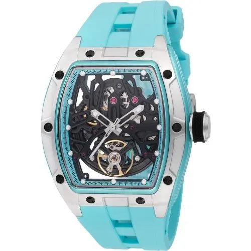 Invicta Men`s 44mm S1 Rally Automatic Skeleton Dial Light Blue/silver Tone Watch