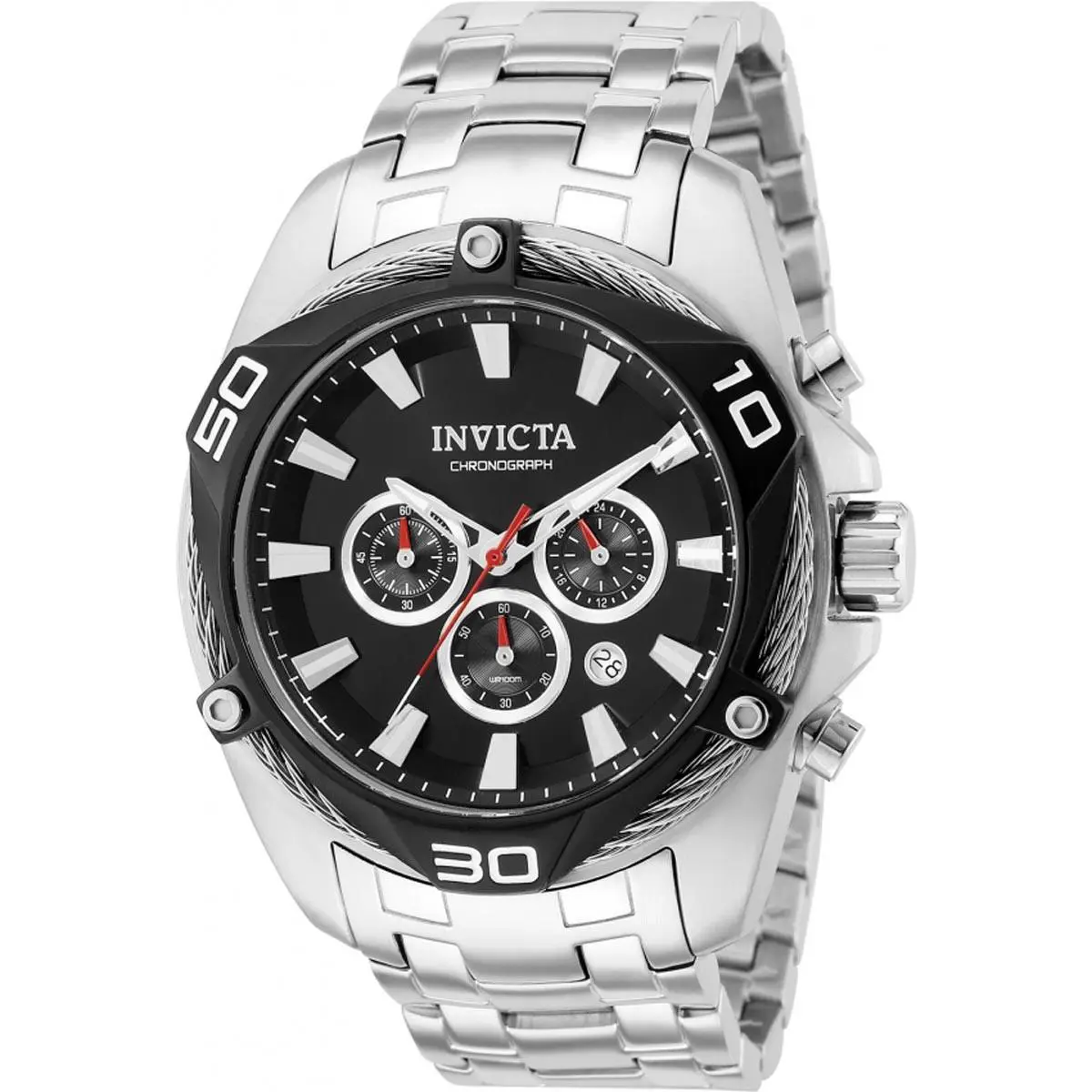 Invicta Men`s Watch Bolt Chronograph Silver Stainless Steel Bracelet 38569