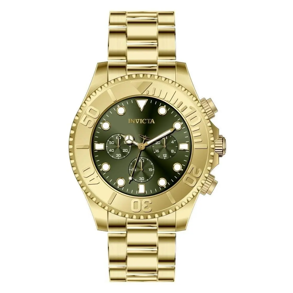Pro Diver 49215 Mens 47mm Green Dial Quartz Gold Stainless Steel Watch by Invicta
