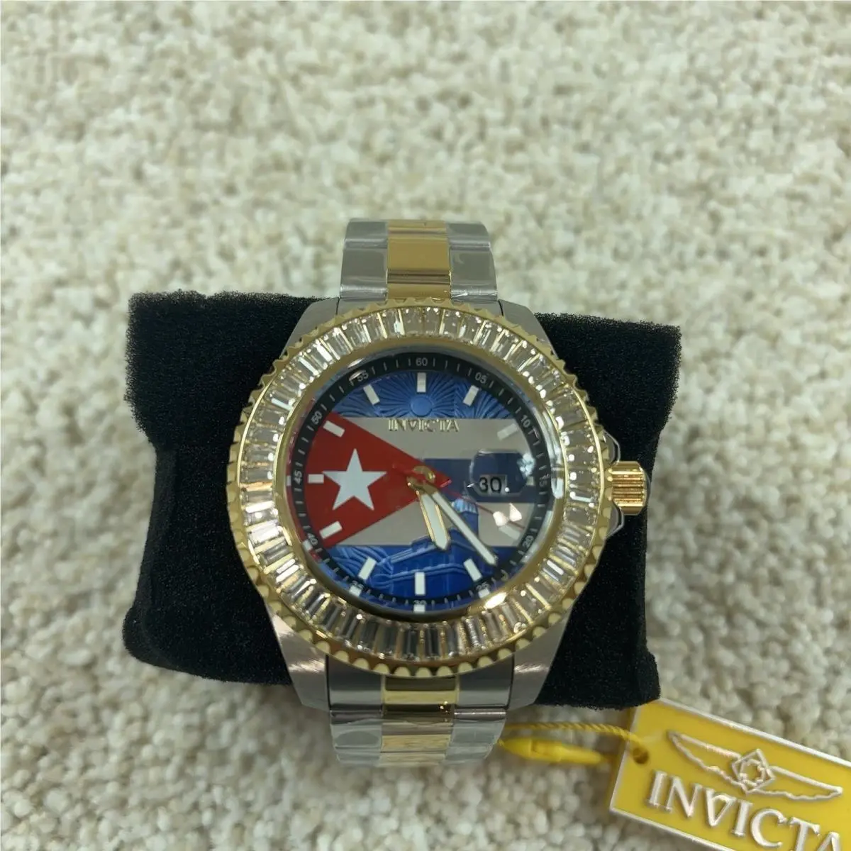 Invicta Grand Diver Cuba Edition Men`s 47mm Gold Silver Quartz Watch 49619