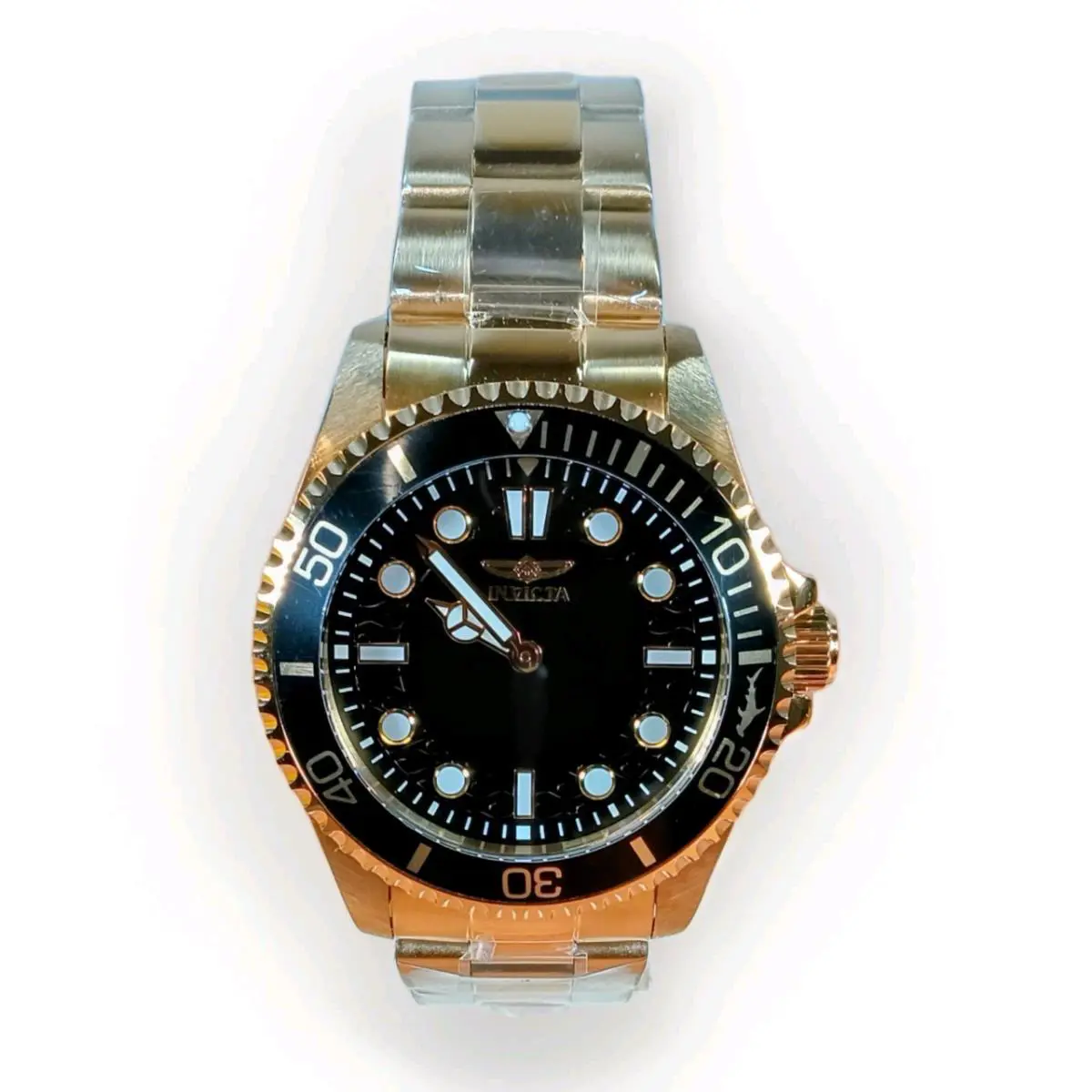 Invicta Pro Diver Men`s 40mm Gold-tone Black Dial Gold SS Bracelet