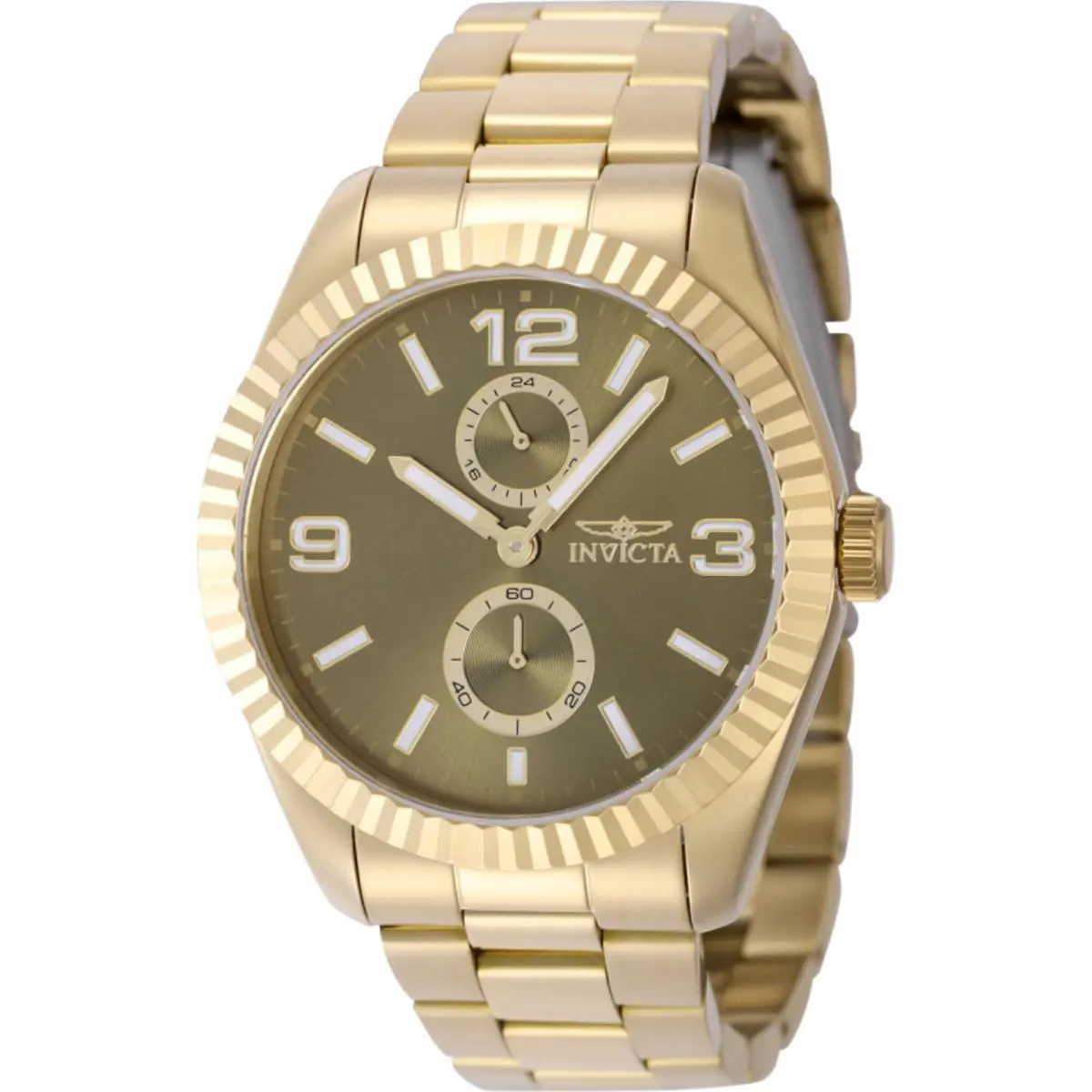 Invicta Men`s Watch Specialty Quartz Green Dial Yellow Gold Steel Bracelet 49530 - Dial: Green, Band: Yellow