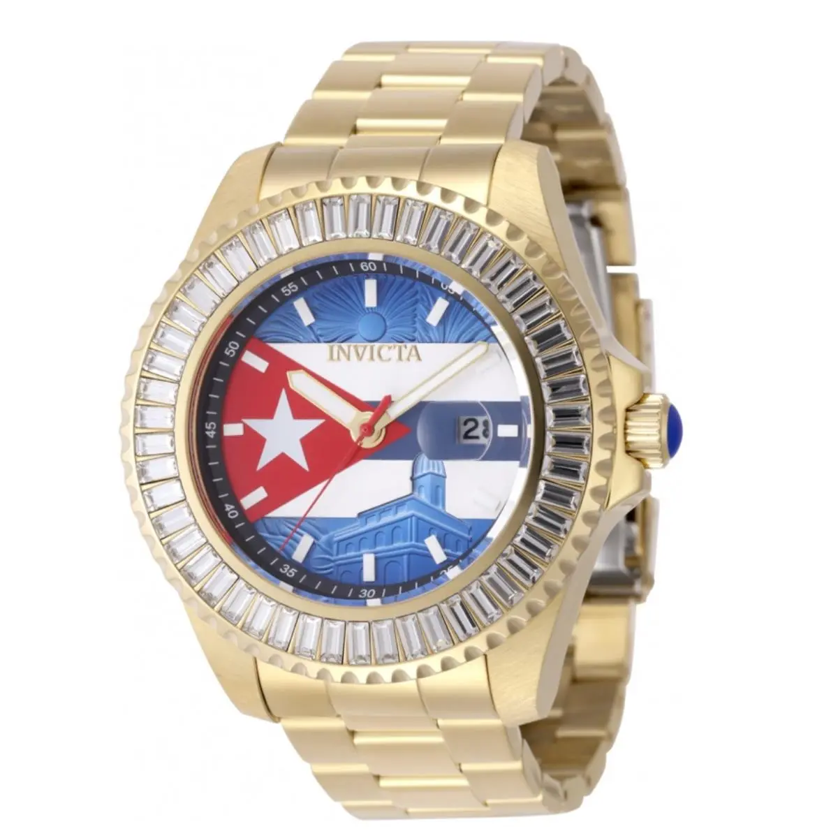 Invicta Grand Diver Cuba Edition Men`s 47mm Gold Crystal Quartz Watch 49618