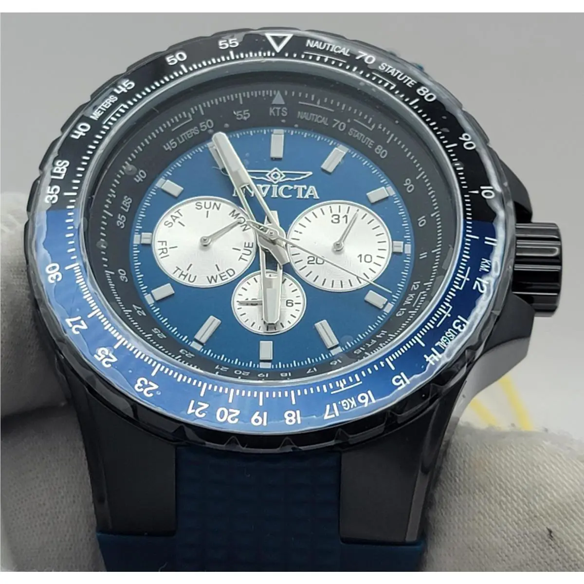 Invicta Aviator Skyshock Chronograph Watch Mens Blue Silicone Model 33037