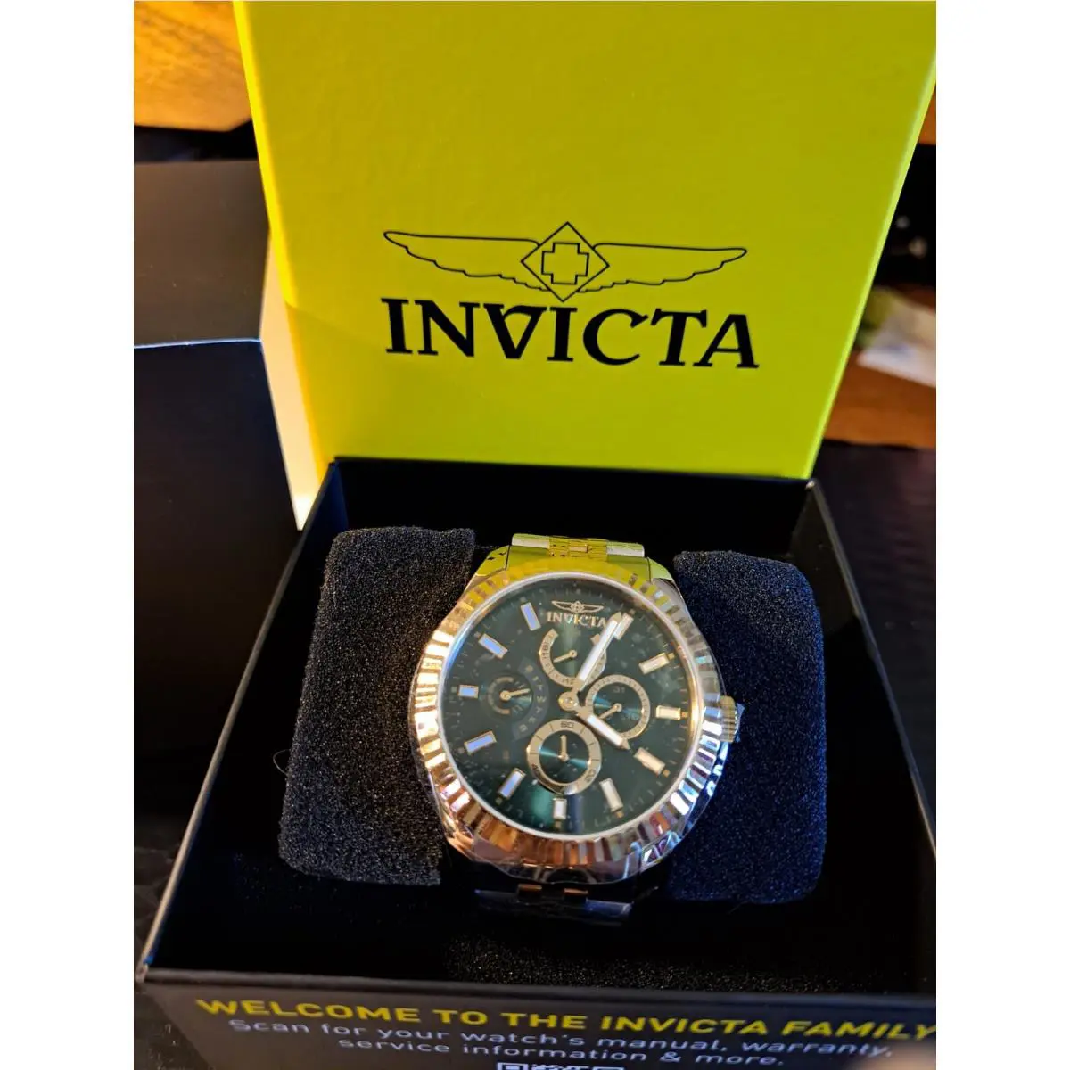 Invicta Specialty Watch 49539 Two Tone Gold and Silver Tone 43mm Black Face
