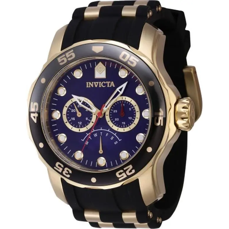 Invicta Pro Diver Men 48mm Stainless Steel Gold Blue Dial JR20 Quartz 46965