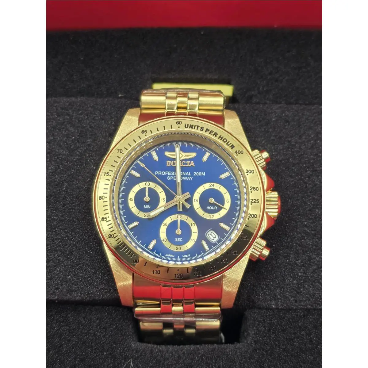 Invicta Speedway Men`s Watch 39.5mm Gold Blue Dial