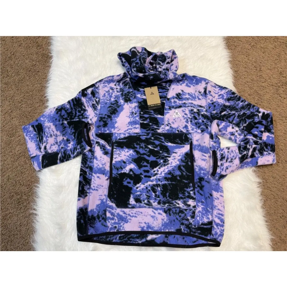 Nike Acg Wolf Tree Polartec Fleece Pullover Hoodie Men`s Size Small FN2453-512