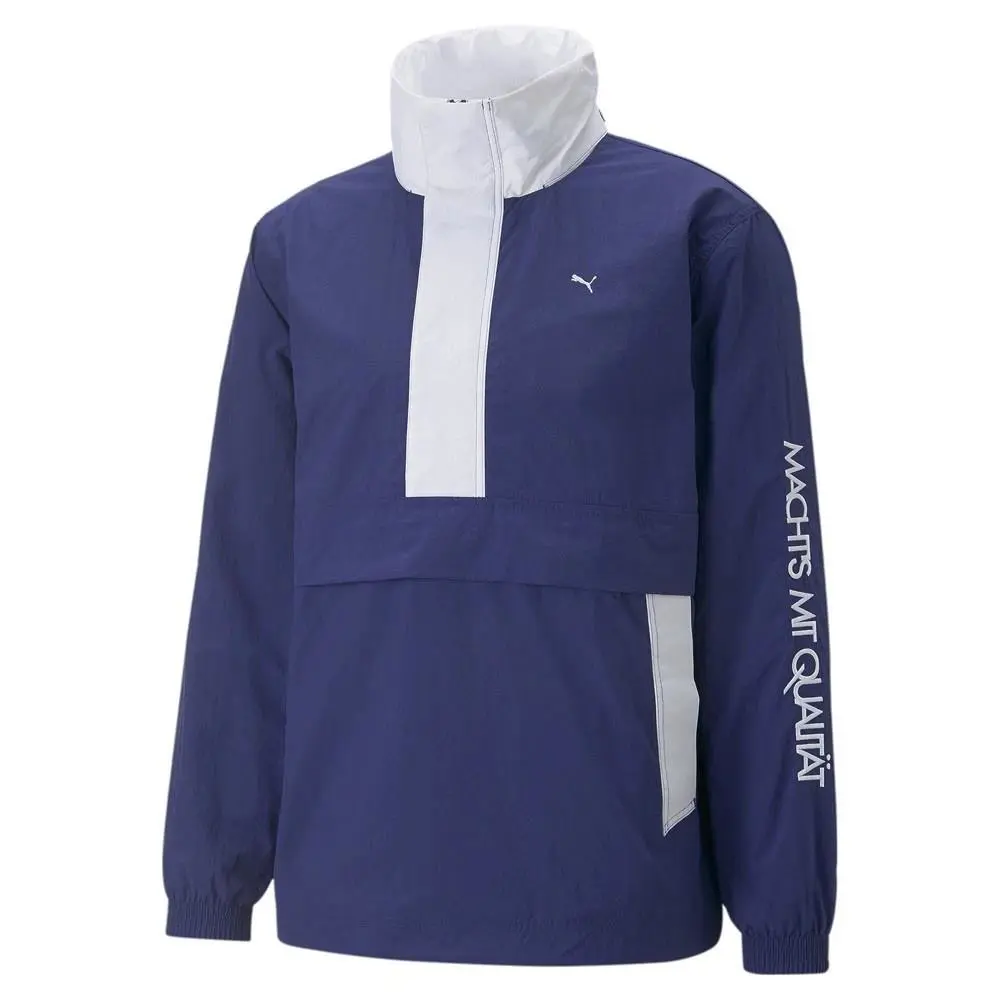Puma x Mmq Lightweight Pop Over Half Zip Jacket Blue White Men`s 535791-12 - Blue