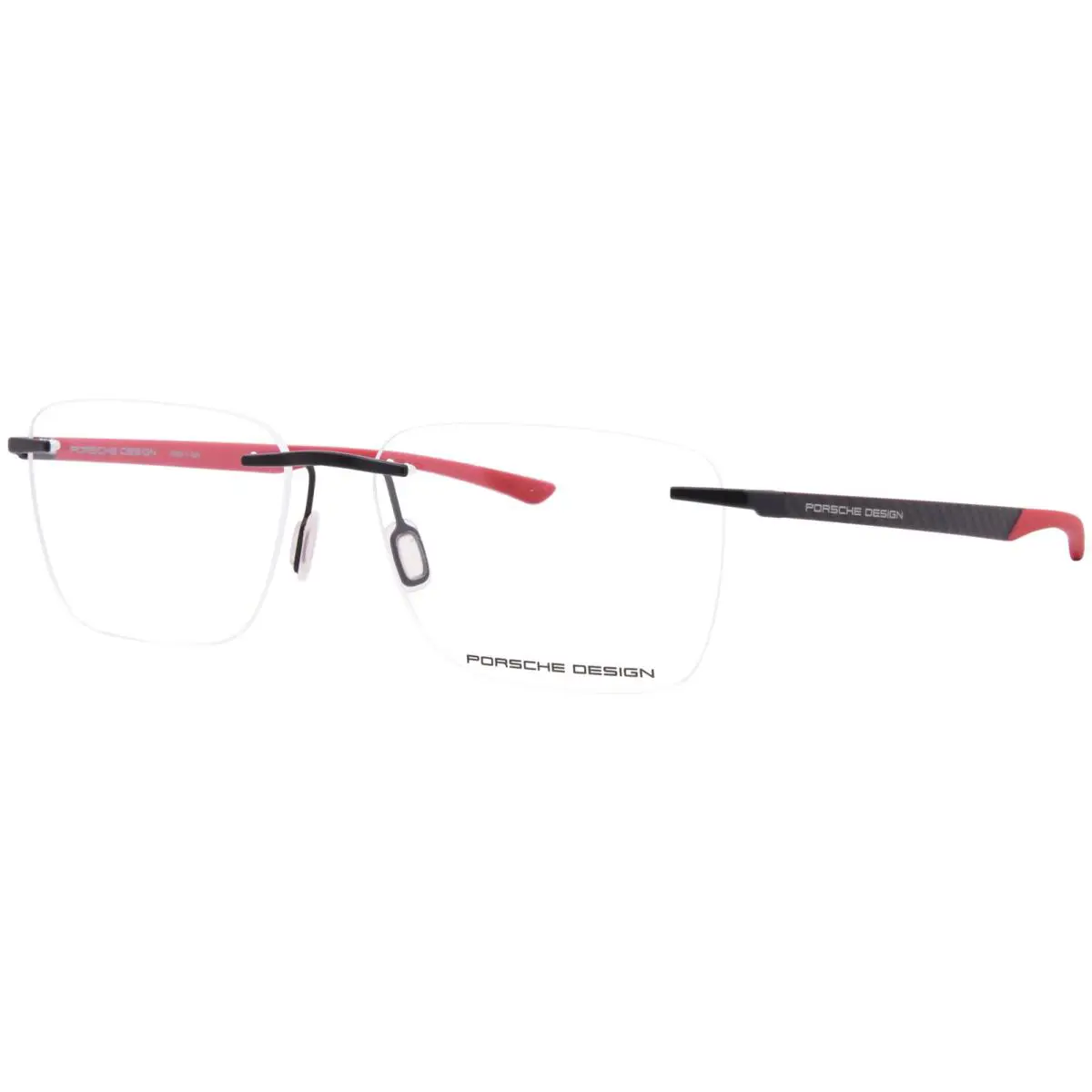 Porsche Design P8774 A0S1 Eyeglasses Men`s Black/red Rimless Square Shape 56mm